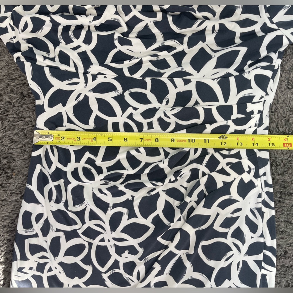 Anne Klein Elegant Slate and light cream floral Patterned Dress women’s size 8 - Picture 11 of 17